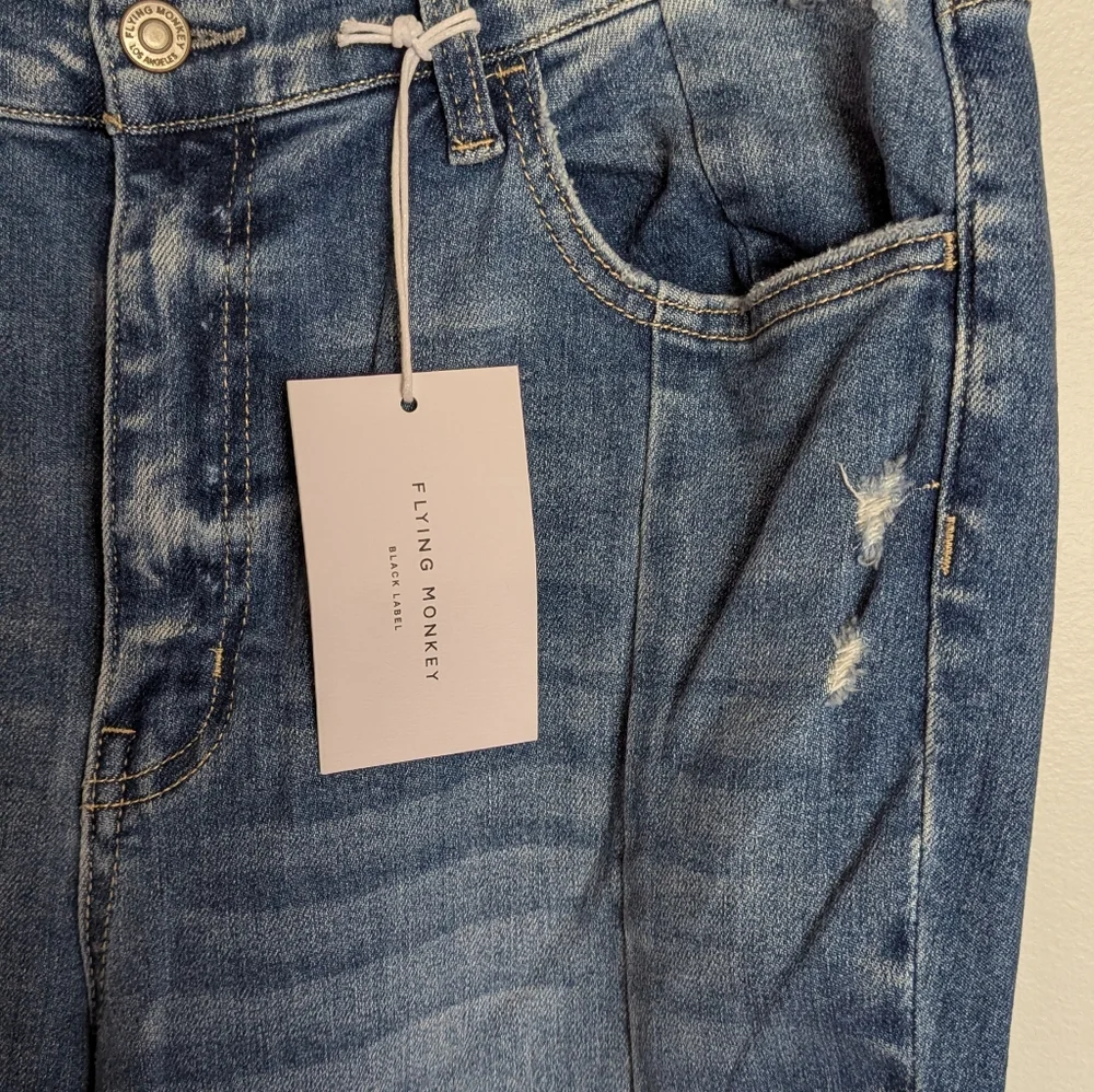 Flying Monkey Black Label Women's Blue Flared Jeans Size 32 - Picture 3 of 15